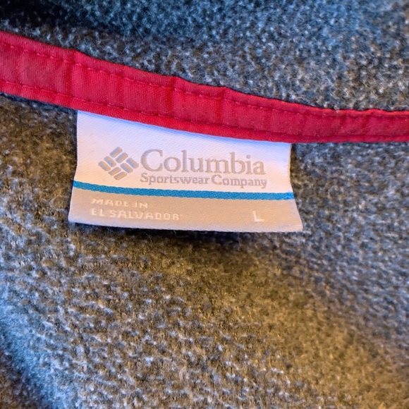 Columbia PFG 1/4 Button Fleece Pullover Size L Grey W/ Red Accents - Picture 4 of 5